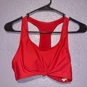 No Boundaries red twisted front juniors medium bikini swim suit top